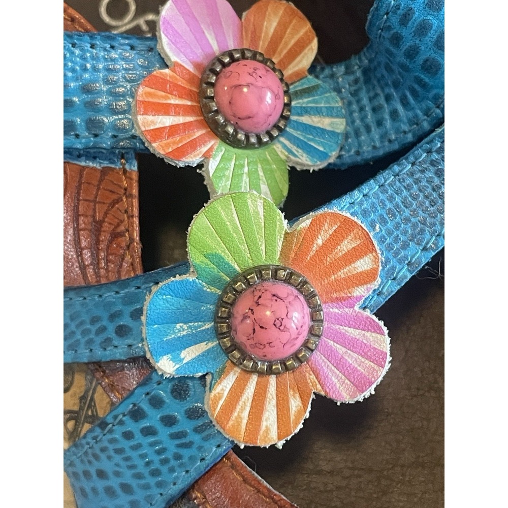 Socofy Women's Mary Jane Clogs Flower Embossed Paisley Boho Size 8.5 Handcrafted - Picture 3 of 10